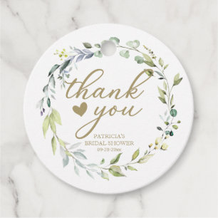 Greenery Wreath Thank You Bridal Shower Favor Tag