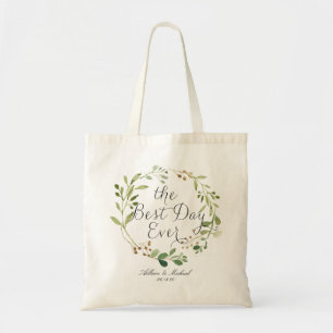Greenery Wreath the Best Day Ever Tote Bag