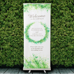 Greenery wreath watercolor art welcome banner
