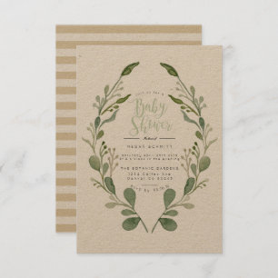 Greenery Wreath Watercolor Baby Shower Invite