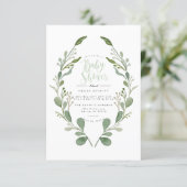 Greenery Wreath Watercolor | Baby Shower Invite (Standing Front)