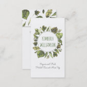 Greenery Wreath Watercolor Laurel Leaves Organic Business Card (Front/Back)