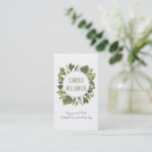 Greenery Wreath Watercolor Laurel Leaves Organic Business Card (Standing Front)