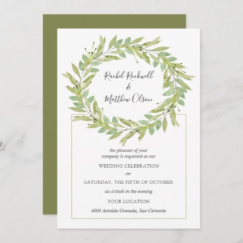 Greenery Wreath Wedding Invitation