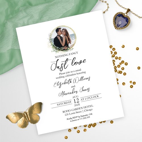 Greenery Wreaths Photo Budget Wedding Invitation