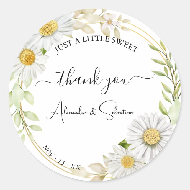 GreeneryCchrysanthemum Wedding Thank You Classic Round Sticker (Front)