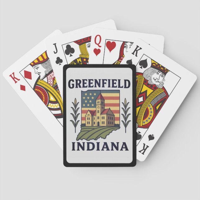 Greenfield Indiana American Flag  Poker Cards (Back)