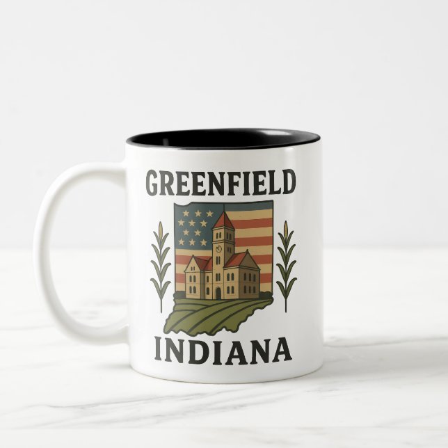 Greenfield Indiana Courthouse Patriotic Mug (Left)