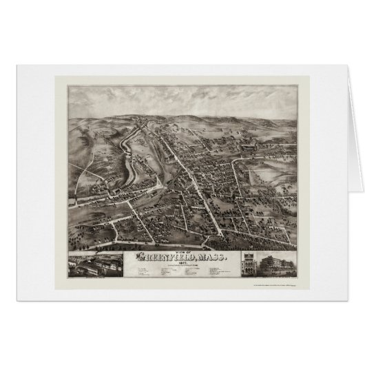 Greenfield, MA Panoramic Map - 1877 Cards (Front Horizontal)