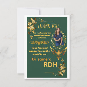 greenGold Dental Hygienist Graduation Thank You Card