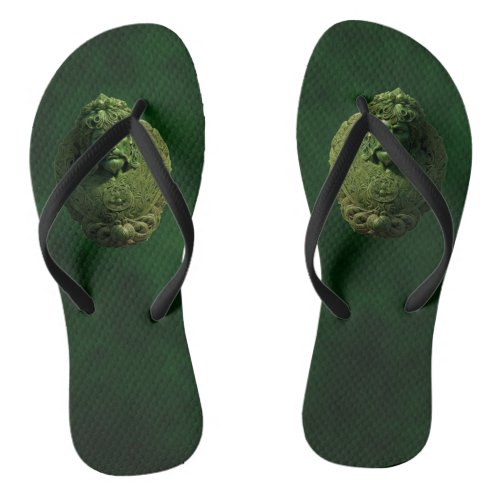 Greenheart Guardian Green Man  Flip Flops