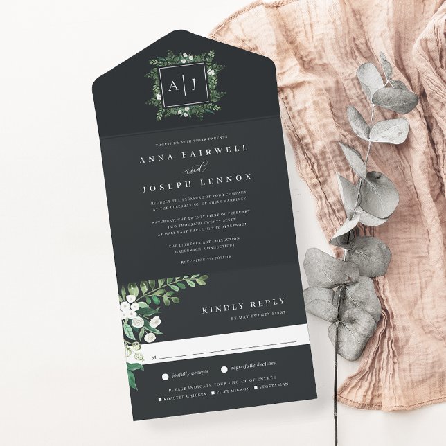 Greenhouse | Elegant Watercolor Botanical Wedding All In One Invitation (Creator Uploaded)