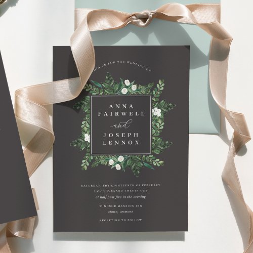 Greenhouse  Elegant Watercolor Botanical Wedding Invitation