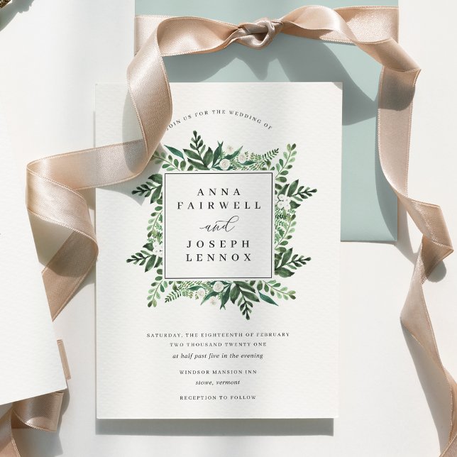 Greenhouse | Elegant Watercolor Botanical Wedding Invitation (Creator Uploaded)