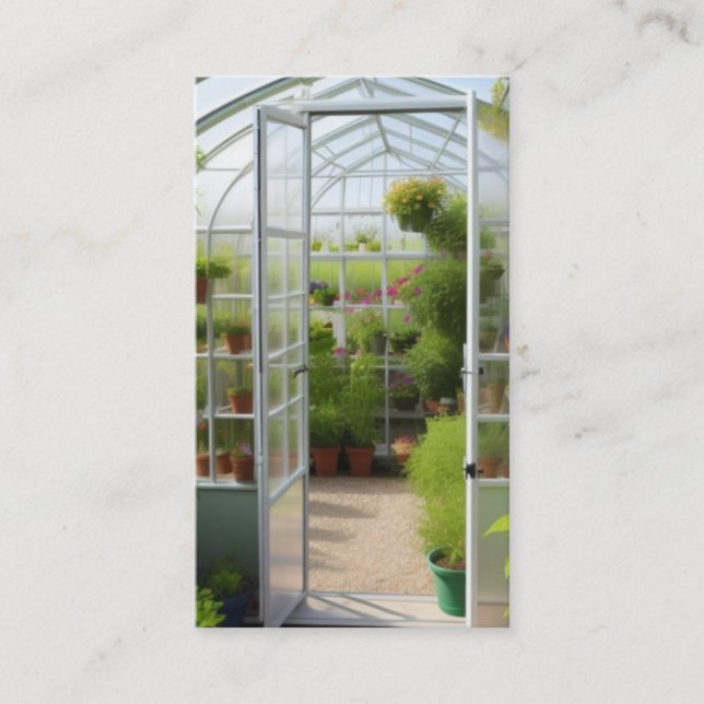 Greenhouse Filled With Flowers Business Card (Front)