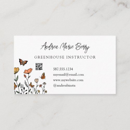 Greenhouse Floral Instructor Business Card