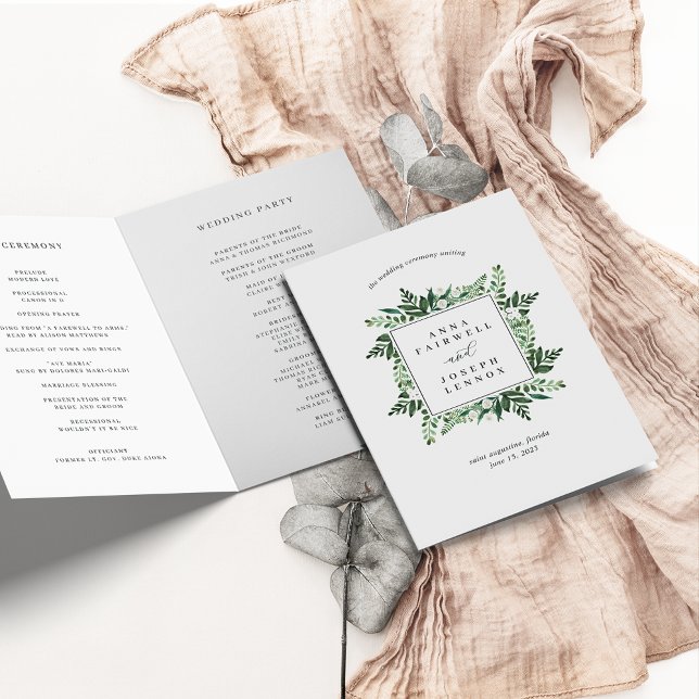 Greenhouse Frame | Watercolor Botanical Wedding Program (Creator Uploaded)