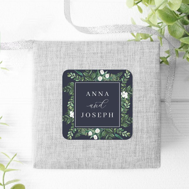 Greenhouse Frame | Watercolor Botanical Wedding Square Sticker (Creator Uploaded)