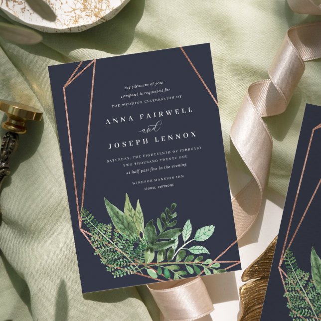 Greenhouse Geometric Watercolor Botanical Wedding Invitation (Creator Uploaded)