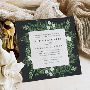 Greenhouse Square   Watercolor Botanical Wedding Invitation