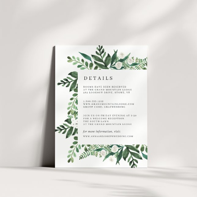 Greenhouse | Watercolor Botanical Guest Details Enclosure Card (Creator Uploaded)