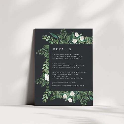 Greenhouse Watercolor Botanical Guest Information Enclosure Card