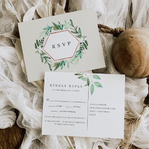 Greenhouse   Watercolor Botanical Meal Choice RSVP Invitation Postcard