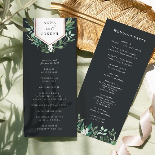 Greenhouse  Watercolor Botanical Wedding Ceremony Program