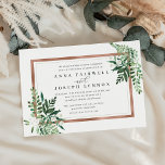 Greenhouse | Watercolor Botanical Wedding Invitation<br><div class="desc">Choose these richly colored botanical wedding invitations for elegant winter weddings, fall or autumn nuptials, or evening weddings in the summer. Chic landscape-oriented design combines natural and geometric elements for a fresh and modern look. Your wedding details appear in white lettering, framed by a faux copper foil border and accented...</div>