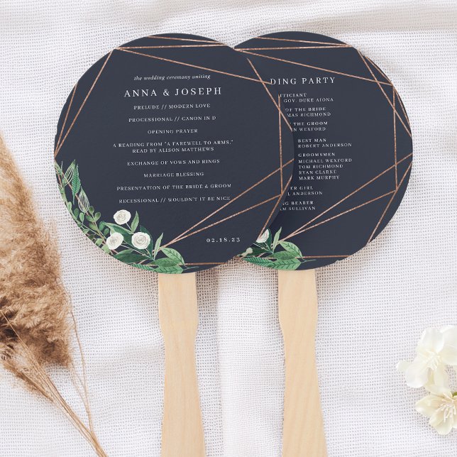 Greenhouse | Watercolor Botanical Wedding Program Hand Fan (Creator Uploaded)