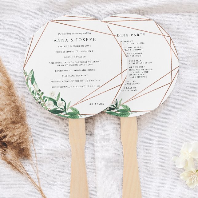 Greenhouse | Watercolor Botanical Wedding Program Hand Fan (Creator Uploaded)