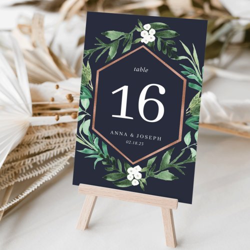 Greenhouse  Watercolor Botanical Wedding Table Number