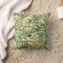 Greenish Alphabet Pillow
