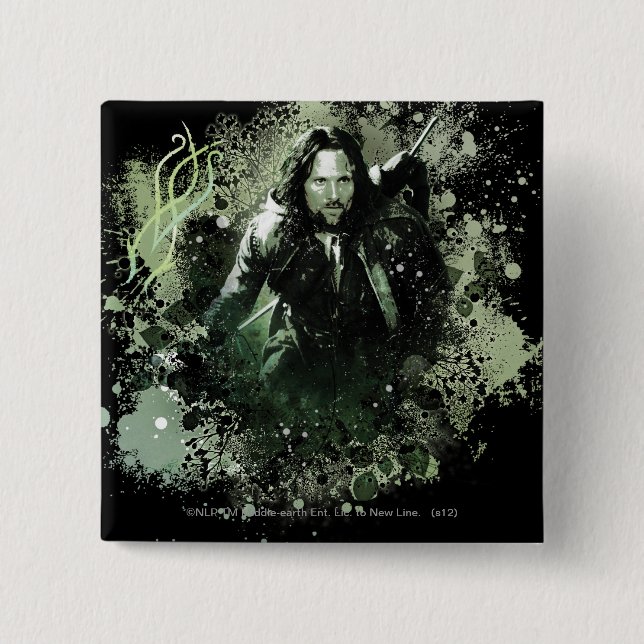 Greenish Aragorn Vector Collage Button (Front)