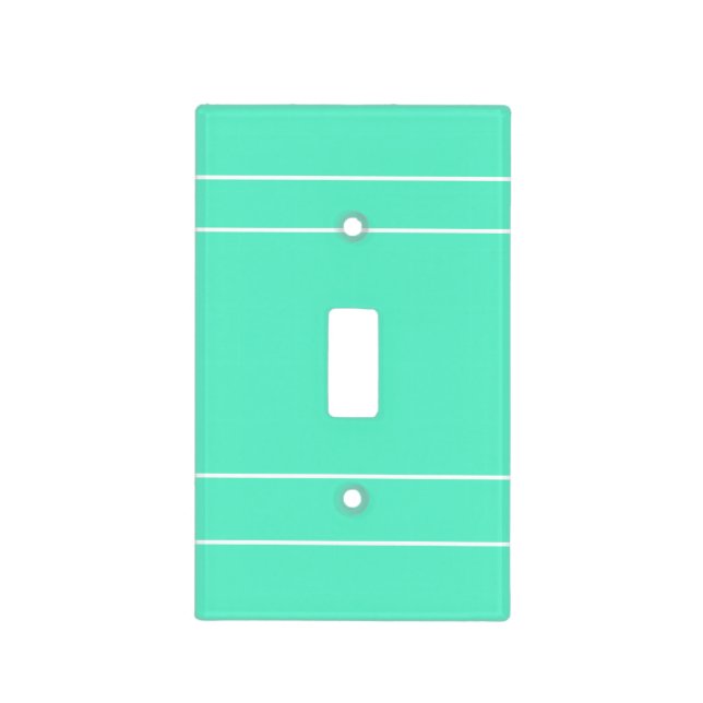 Greenish blue and white stripes light switch cover (Front)