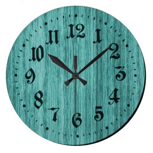 Greenish Blue Rustic Wooden Clock