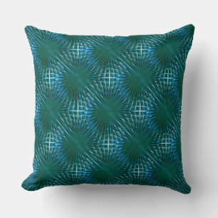 Greenish cyan grille looking puffed or inflated    throw pillow