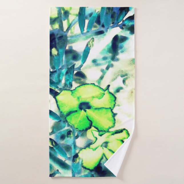 Greenish flower by changing colors bath towel set (Bath Towel)
