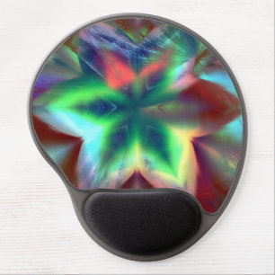 Greenish flower on stained red, under glass effect gel mouse pad