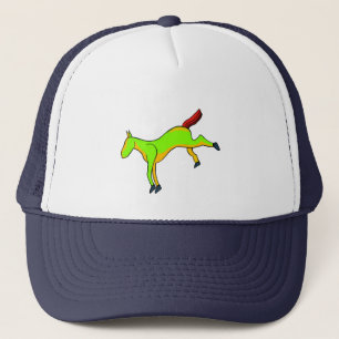 Greenish horse with shades of red on the tail trucker hat