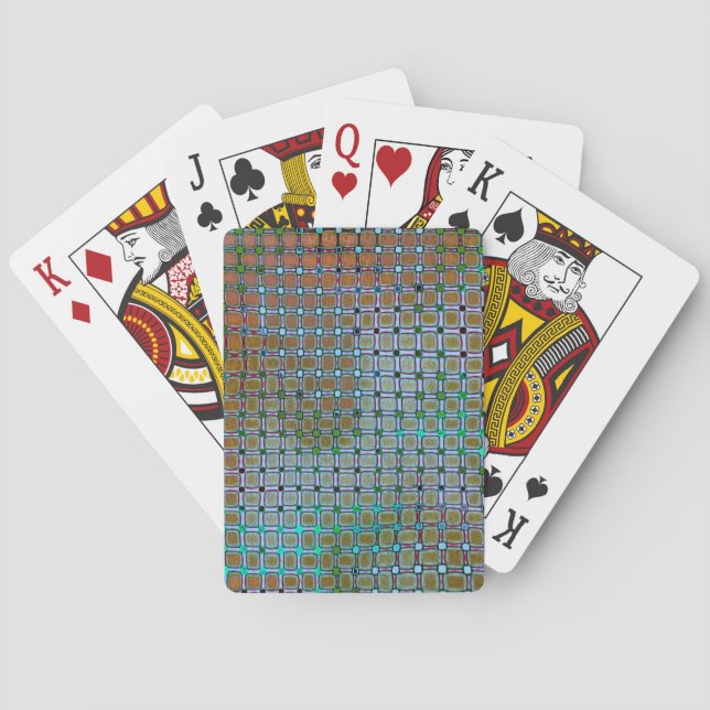 Greenish mizzle spots under grid rustic antiquated poker cards (Back)