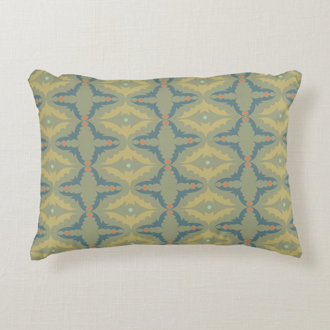Greenish Retro Vintage Pattern Accent Pillow (Front)