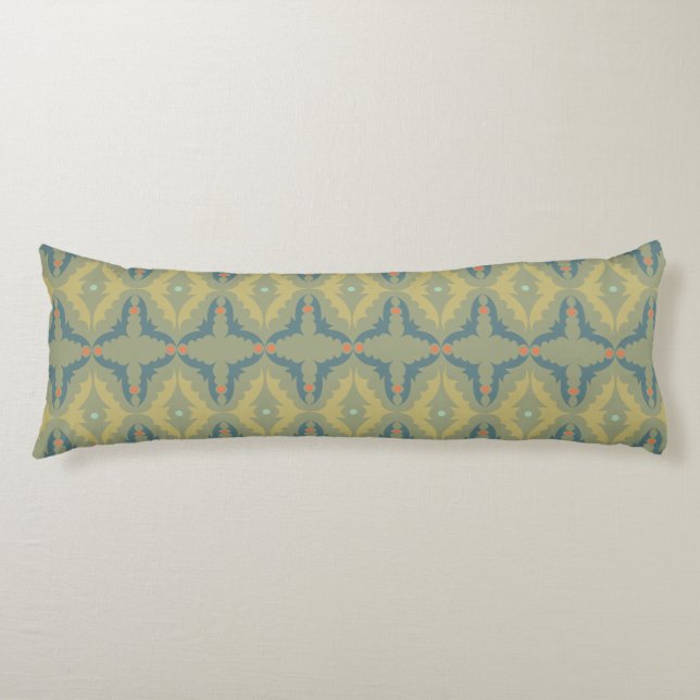 Greenish Retro Vintage Pattern Body Pillow (Front)