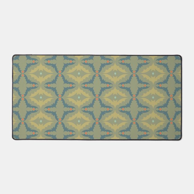 Greenish Retro Vintage Pattern Desk Mat (Front)