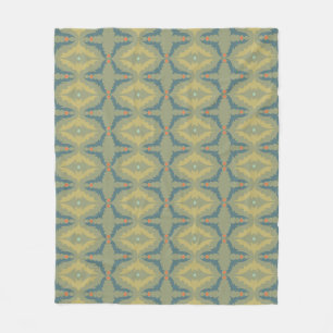 Greenish Retro Vintage Pattern Fleece Blanket