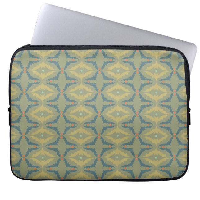 Greenish Retro Vintage Pattern Laptop Sleeve (Front)