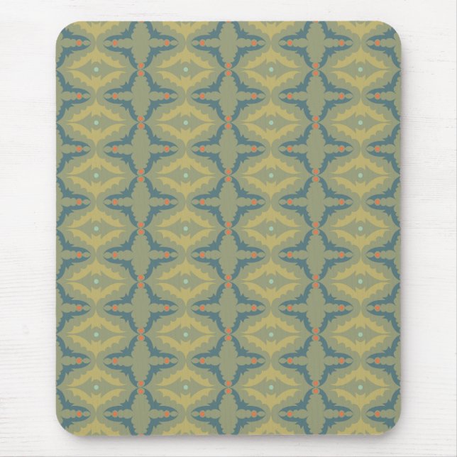 Greenish Retro Vintage Pattern Mouse Pad (Front)