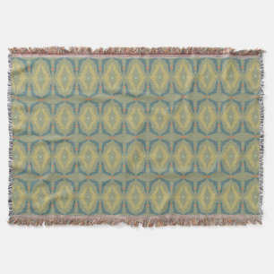Greenish Retro Vintage Pattern Throw Blanket