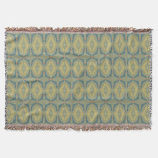 Greenish Retro Vintage Pattern Throw Blanket
