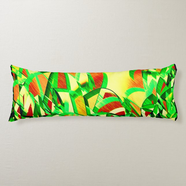 Greenish streaks over red image with drizzle body pillow (Front)